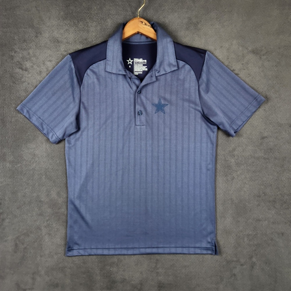 Dallas Cowboys Authentic Polo Shirt Mens Small Blue Striped Performance NFL